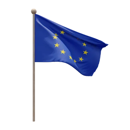 European Union Flag Pole  3D Flag