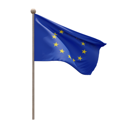European Union Flag Pole  3D Icon