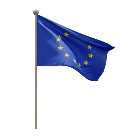 European Union Flag Pole  3D Illustration
