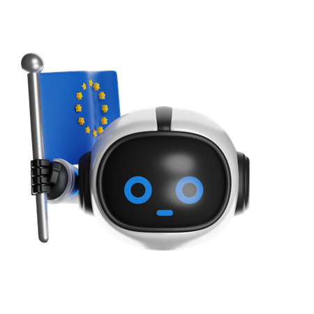 European Union Language Bot  3D Illustration