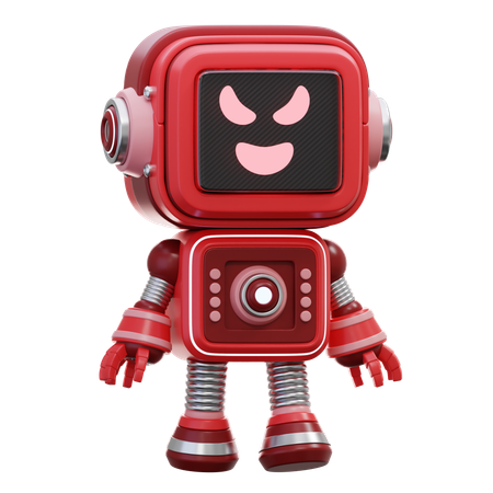 Evil Robot Smile  3D Illustration