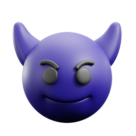 Evil Smiling Face With Horns  3D Icon
