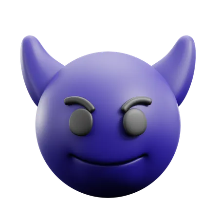 Evil Smiling Face With Horns  3D Icon