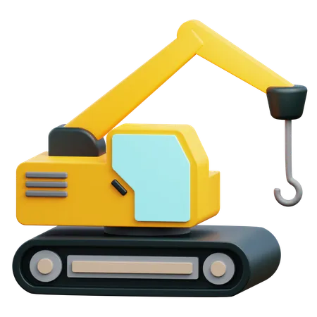 3 D Excavator Crane With Transparent Background 3D Icon