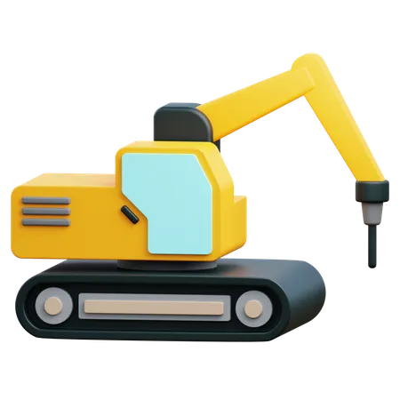 3 D Excavator Drill With Transparent Background 3D Icon