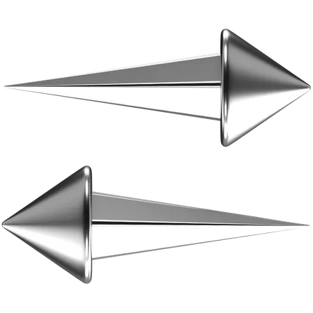 3 D Icon Of Two Silver Arrows Pointing In Opposite Directions 3D Icon