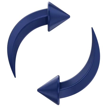 3 D Icon Of 2 Curved Blue Arrows Rotating Around Each Other 3D Icon