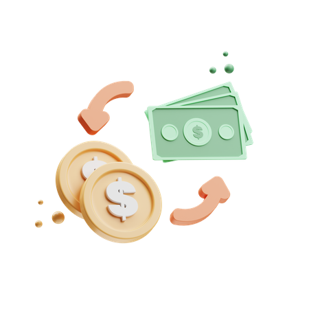 Exchange banknotes  3D Icon