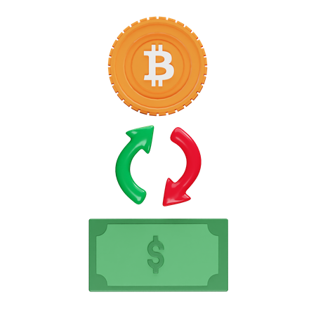 Exchange Bitcoin To Dollar  3D Illustration