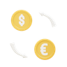 convert cash 3d illustration