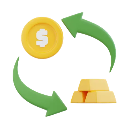 Exchange Dollars To Gold  3D Icon