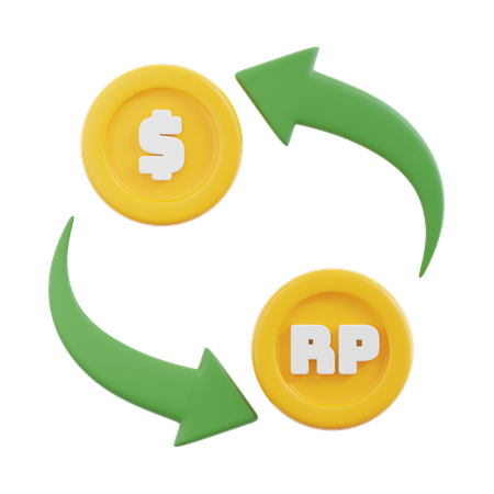 Exchange Dollars To Rupiah  3D Icon