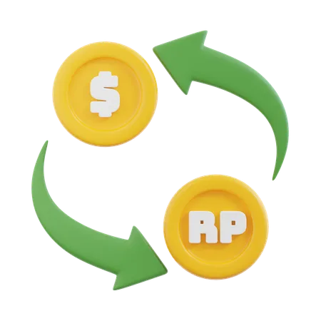 Exchange Dollars To Rupiah  3D Icon