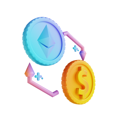 Exchange Ethereum To Dollar  3D Illustration