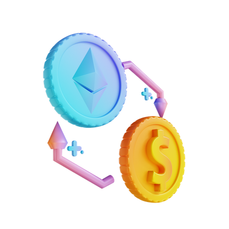 Exchange Ethereum To Dollar 3D Illustration