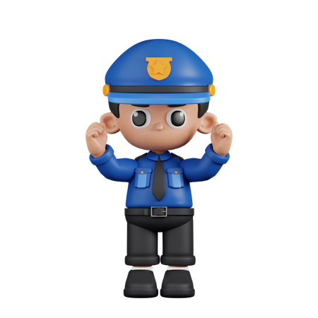 Policier excité  3D Illustration