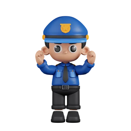 Policier excité  3D Illustration