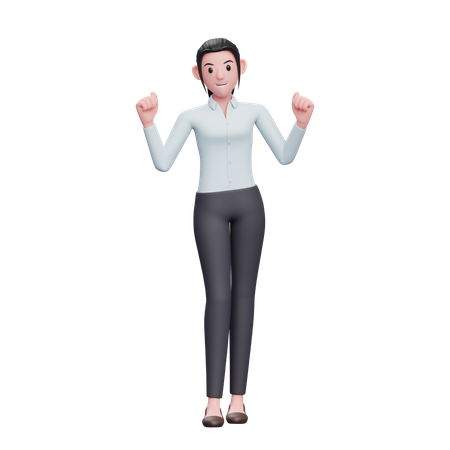 Excited Business Woman Doing Winning Gesture 3D Illustration