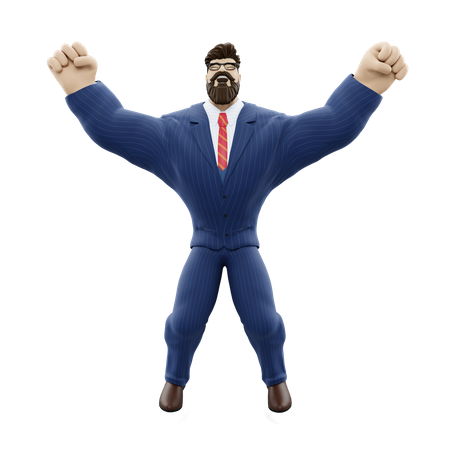 Excited Businessman  3D Icon
