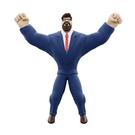 Excited Businessman  3D Illustration