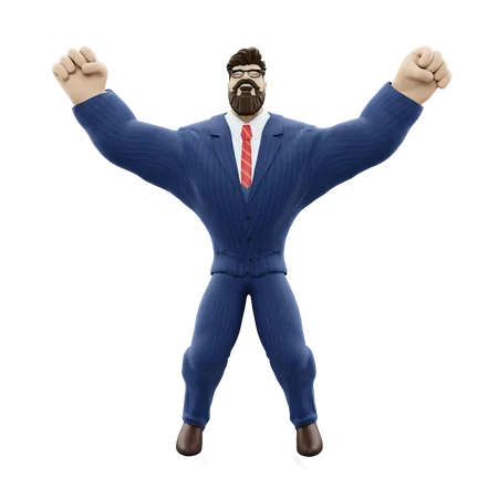 Excited Businessman  3D Illustration