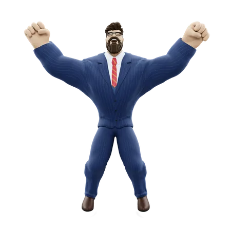 Excited Businessman 3D Illustration