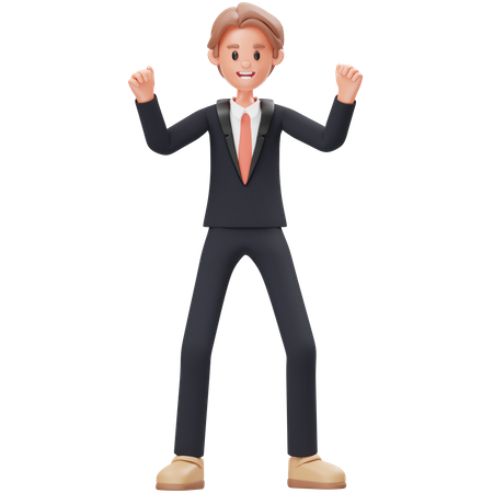 Excited Businessman 3D Icon