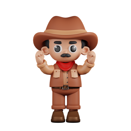 Excited Cowboy  3D Illustration