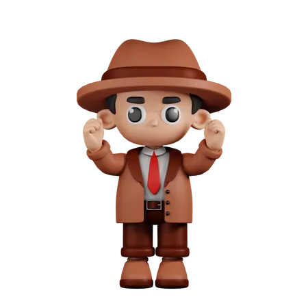 Excited Detective  3D Illustration