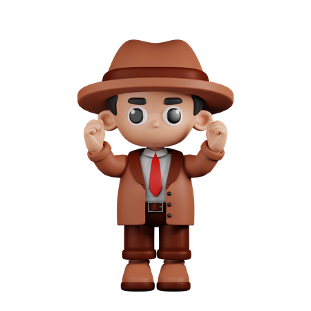 Excited Detective  3D Illustration