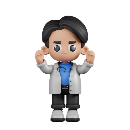 Excited Doctor  3D Icon