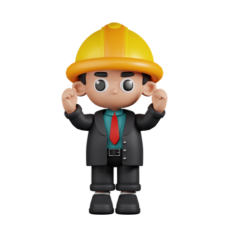 Excited Engineer  3D Illustration