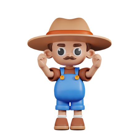 Excited Farmer  3D Illustration