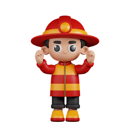 Excited Fireman  3D Illustration