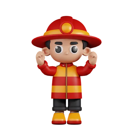 Excited Fireman  3D Illustration