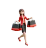 Excited Girl Holding Shopping Bags