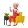 happy girl sitting 3d images