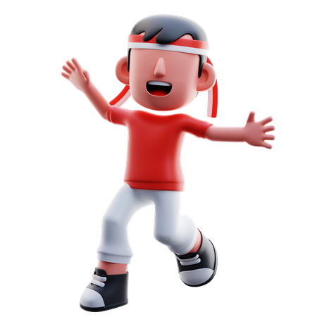 Excited Indonesian Kid  3D Illustration
