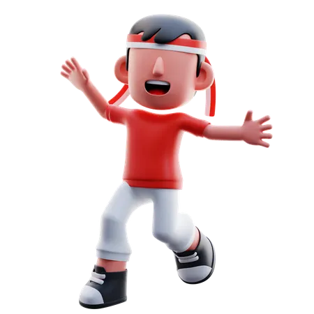 Excited Indonesian Kid  3D Illustration