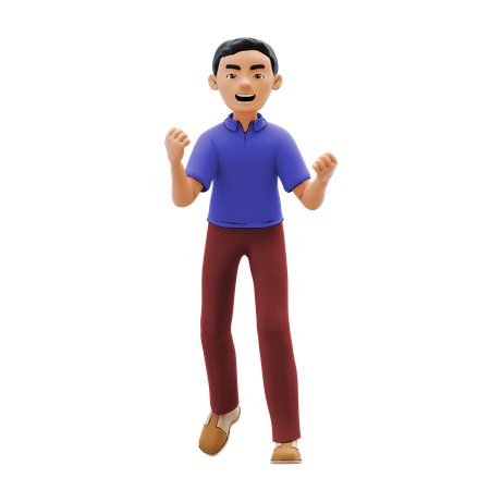 Excited Man  3D Illustration