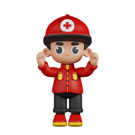 Excited Paramedic  3D Illustration