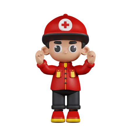 Excited Paramedic  3D Illustration