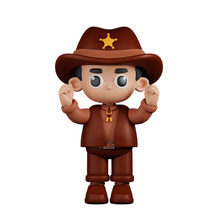 Excited Sheriff  3D Illustration