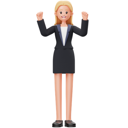 Excited Woman  3D Illustration