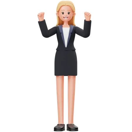 Excited Woman  3D Illustration