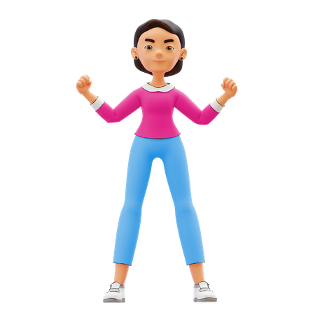 Excited Woman 3D Illustration