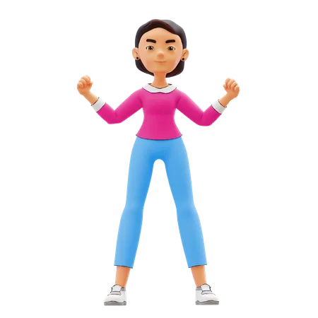 Excited Woman  3D Illustration