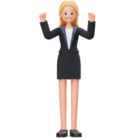 Excited Woman 3D Illustration