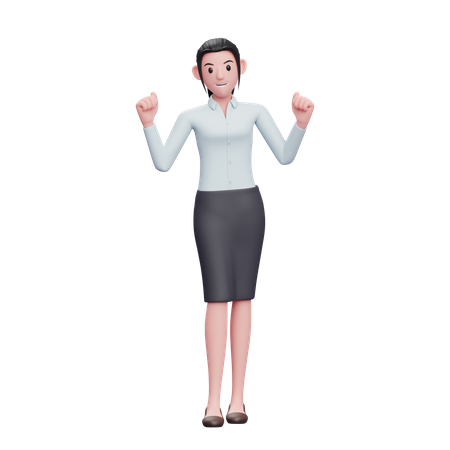 Excited Woman Doing Winning Gesture  3D Illustration