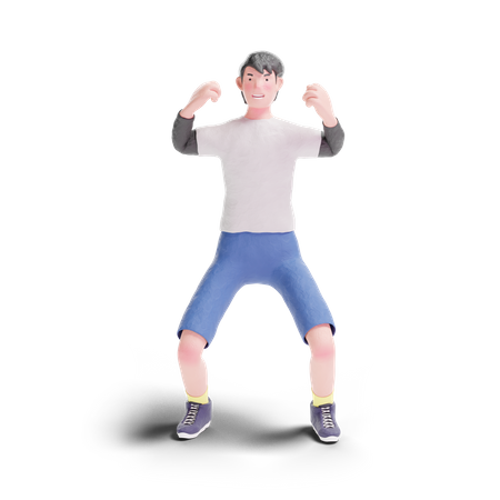 Excited Young Boy  3D Illustration